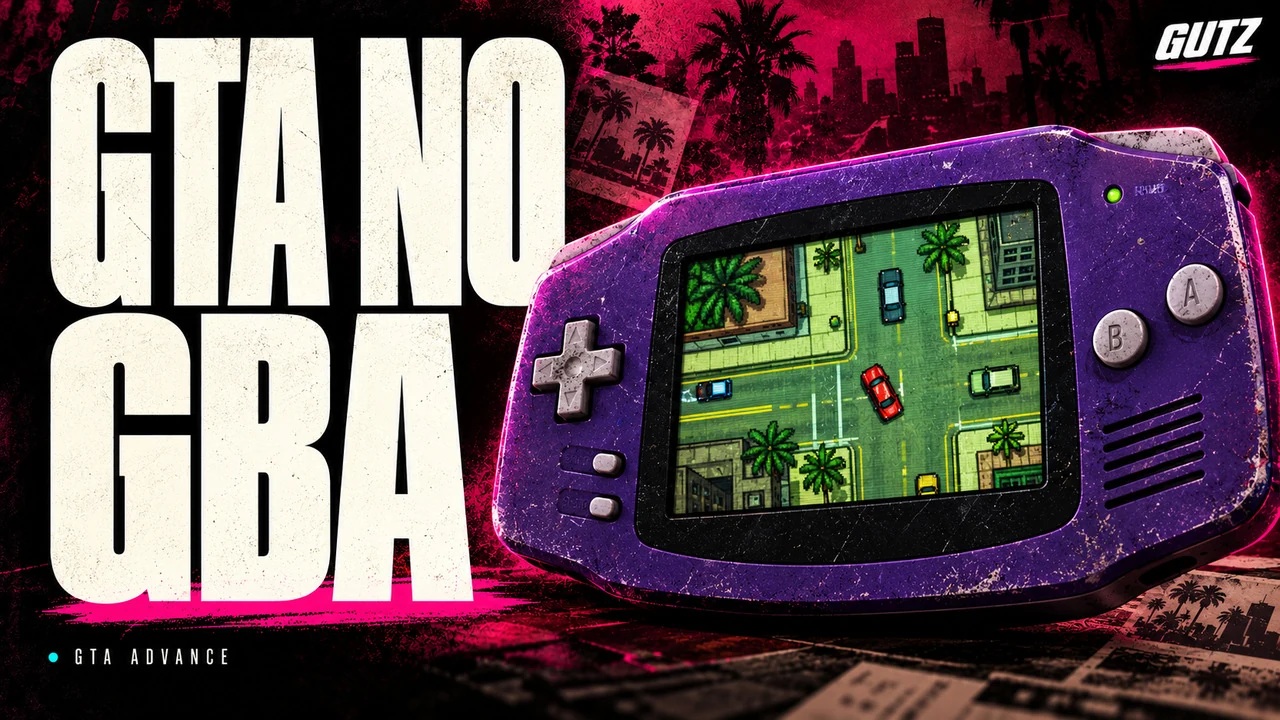 Ilustração editorial GUTZ sobre GTA Advance, com o título da capa em destaque.