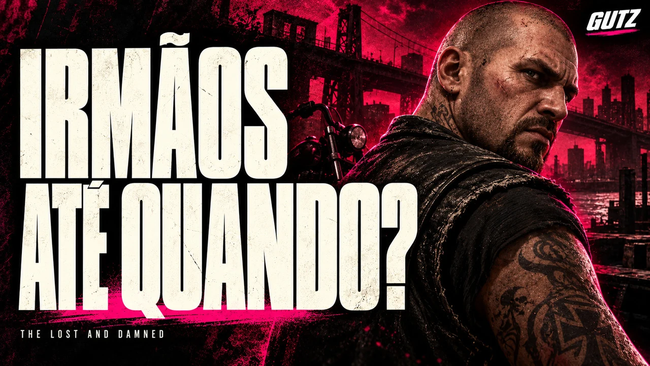 Ilustração editorial GUTZ sobre The Lost and Damned, com o título da capa em destaque.